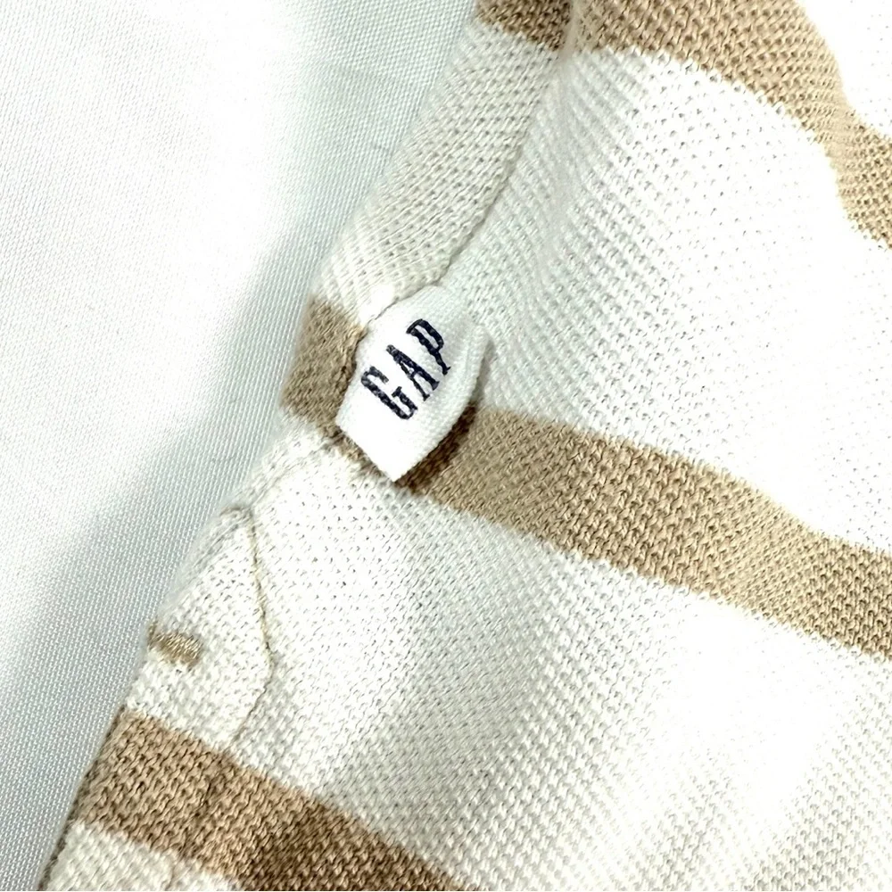 GAP KIDS Boys Striped Polo Shirt Size M 8-9 Khaki Cream Short Sleeve Classic‎